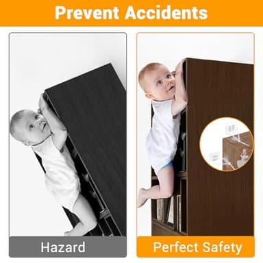 No Drill Furniture Anchors Adhesive (10 Packs) for Baby Proofing, Adjustable Anti-Tip Furniture Wall Safety Straps for Child, Keep Toddlers & Pets Safe from Falling Furniture Like Dresser & Bookshelf - Image 4