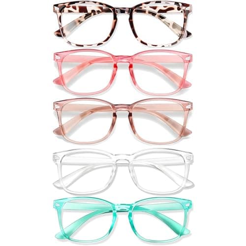 WINTOO Blue Light Glasses for Woman Men | 99% Blue Light Blocking Glasses for Computer Gaming TV Phone Screen Square Frame | Anti Eyestrain & UV Glare Protection - 5 Pair - Image 1