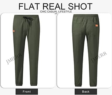 JMIERR Mens Casual Joggers Pants - Cotton Drawstring Chino Cargo Pants Hiking Outdoor Twill Track Jogging Sweatpants Travel Pants with Pockets for Men, 5XL, B Green - Image 6