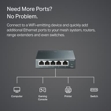TP-Link TL-SG105, 5 Port Gigabit Unmanaged Ethernet Switch, Network Hub, Ethernet Splitter, Plug & Play, Fanless Metal Design, Shielded Ports, Traffic Optimization,Navy Blue - Image 5