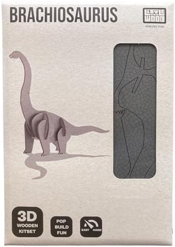 Little & Wood: Woodlet: Medium - Brachiosaurus - Grey, 3D Wooden Kit-Set, Jurassic Dinosaur Puzzle, Easy Assembly Model, Pop Build Fun, Ages 6+ - Image 5