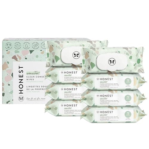 The Honest Company Clean Conscious Multi-Use Wipes | Hypoallergenic + Unscented for Sensitive Skin | Over 99% Water, Compostable, Plant Based, Baby Wipes | Geo Mood, 576 Count - Image 1