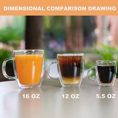 YUNCANG Double Wall Coffee Mugs, (4-Pcak) 16 Ounces-Clear Glass with Handle,lnsulated,Cappuccino,Tea,LatteCups,Beverage Glasses Heat Resistant - Image 8