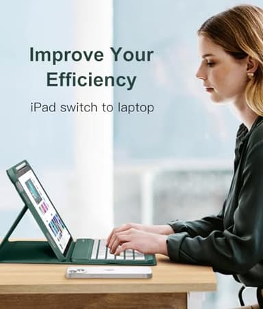 Hamile Keyboard Case for iPad 11th 10th Generation - 7 Colors Backlit Wireless Detachable Folio Keyboard Cover with Pencil Holder for iPad 11-inch A16 2025 10th Gen 10.9 Inch 2022 (Midnight Green) - Image 7