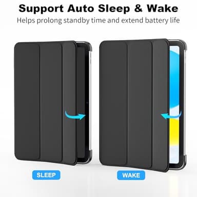 SUPFINE for iPad (A16) 11th Generation Case 11 inch 2025 & iPad 10th Generation Case 10.9 inch 2022, Slim Stand Hard PC Translucent Back Shell Cover (Support Touch ID, Auto Wake/Sleep), Black - Image 4