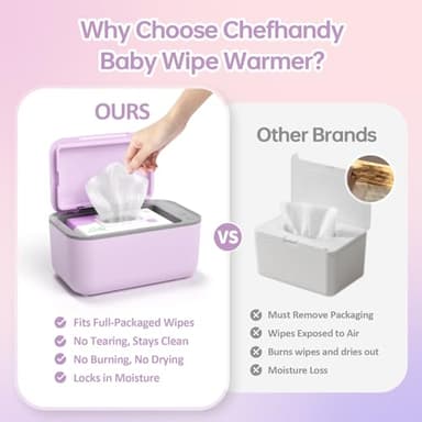 Baby Wipe Warmer, Wipe Warmer and Baby Wet Wipes Dispenser, Diaper Wipe Warmers with 3 Heat Modes and Large Capacity for Babies Pets, New Moms (Purple) - Image 2