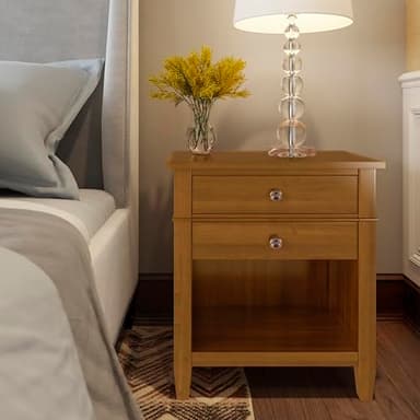 SIMPLIHOME Carlton SOLID WOOD 24 inch Wide Transitional Bedside Nightstand Table in Light Golden Brown for the Living Room and Bedroom - Image 2