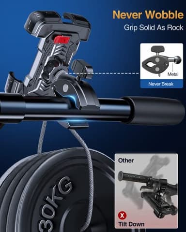 Bovemanx Motorcycle Phone Mount Holder, [150mph Wind Anti-Shake][7.2inch Big Phone Friendly] Bike Phone Holder, Motorcycle Handlebar Cell Phone Clamp, Compatible with iPhone 16 Pro Max, Black - Image 3