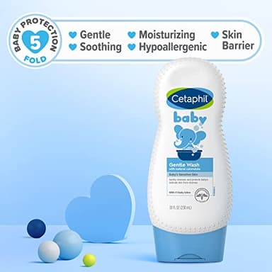 Cetaphil Baby Body Wash with Half Baby Lotion, Gentle Wash with Organic Calendula, Soothes Dry, Sensitive Skin for Everyday Use, Gentle Fragrance, Soap Free, Hypoallergenic, 7.8oz - Image 7