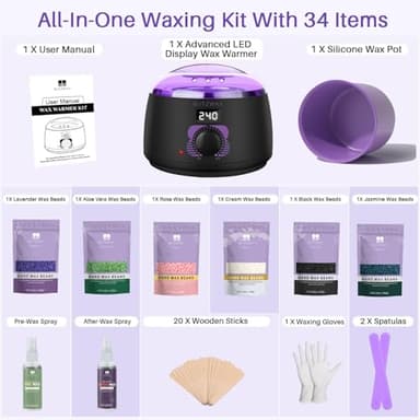 BLITZWAX Brazilian and Bikini Waxing Kit for Women, Hard Wax Warmer for Face, Legs and Body, At Home Hair Removal Kit, Beginner Friendly, Fast Heating, 51 Accessories, 6 Types Wax Bean Formula - Image 5