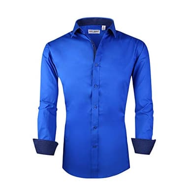 Alex Vando Mens Dress Shirts Regular Fit Long Sleeve Stretch Business Dress Shirts for Men,Royal,Small - Image 1
