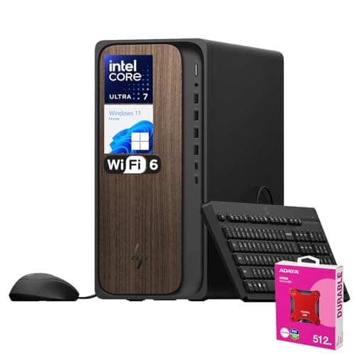HP 2025 OmniDesk M03 Business Next Gen AI PC Desktop, Intel Core Ultra 7 265, 32GB DDR5 RAM, 1TB SSD, USB-C, Wi-Fi 6, Wired KB & Mouse, Windows 11 Home, Bundle with ADATA 512GB External SSD - Image 1