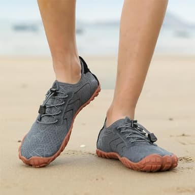 UBFEN Water Shoes Aqua Swim Shoes Mens Womens Beach Sports Quick Dry Barefoot for Boating Fishing Diving Surfing Dark Grey Color Size US 13 Women 11 Men - Image 6