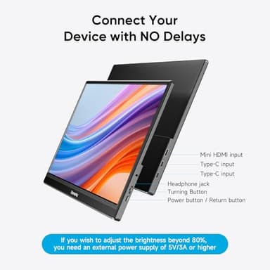 Portable Monitor, 15.6" FHD 1080P Travel Portable Monitor for Laptops, Ultra-Slim External Portable Screen for Laptop with Kickstand, Screen Extender for Laptop PC Mac Phone PS4/5 Xbox Switch - Image 4