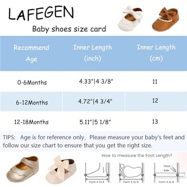 LAFEGEN Baby Girls Mary Jane Flats with Bownot Non Slip Soft Sole PU Leather Newborn Infant Toddler First Walker Cirb Dress Shoes, 6-12 Months Infant, 07 White - Image 5