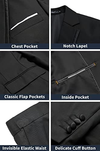 MAGE MALE Men's 2 Piece Suit Notched Lapel One Button Slim Fit Formal Wedding Prom Tuxedo Suits Blazer Pants with Bow Tie Set - Image 2