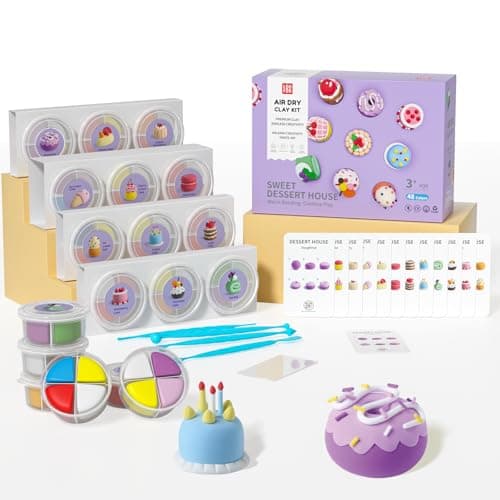 Air Dry Clay Kit - Modeling Clay for Kids mit Sculpting Tools und Tutorial, Ultra Light & Soft, Safe & Non-Toxic, DIY Model Magic Clay 12 Cans 48 Colors, Creative Art Crafts Toys Gifts for Girls Boys - Image 1