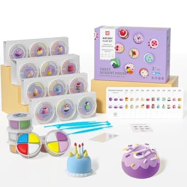 Air Dry Clay Kit - Modeling Clay for Kids mit Sculpting Tools und Tutorial, Ultra Light & Soft, Safe & Non-Toxic, DIY Model Magic Clay 12 Cans 48 Colors, Creative Art Crafts Toys Gifts for Girls Boys - Image 1