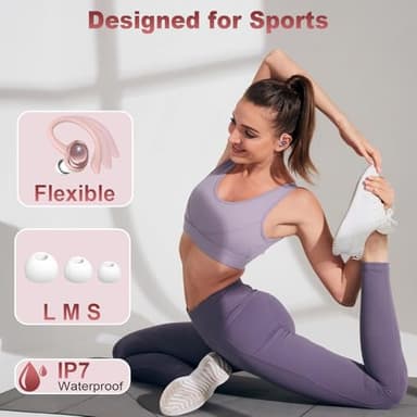Wireless Earbuds Bluetooth 5.4 Headphones Sport, 2025 Bluetooth Earbuds with Earhooks, 50H Stereo Over Ear Buds, Earphone with 4 ENC Noise Canceling Mic, IP7 Waterproof Headset for Running/Gym/Workout - Image 5
