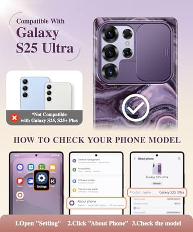 GVIEWIN for Samsung Galaxy S25 Ultra Case with Slide Camera Cover, [Screen Protector] [Shockproof Military Grade Drop Protection] Marble Slim Fit Hard PC Phone Cover S25 Ultra 6.9" 2025 (Quicksand) - Image 2