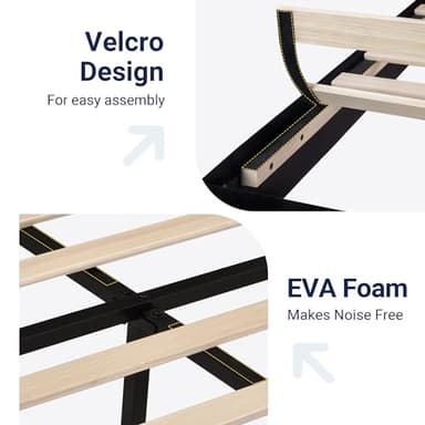 Allewie King Size Platform Bed Frame with Velvet Upholstered Headboard and Wooden Slats Support, Fully Upholstered Mattress Foundation/No Box Spring Needed/Easy Assembly, Black - Image 5
