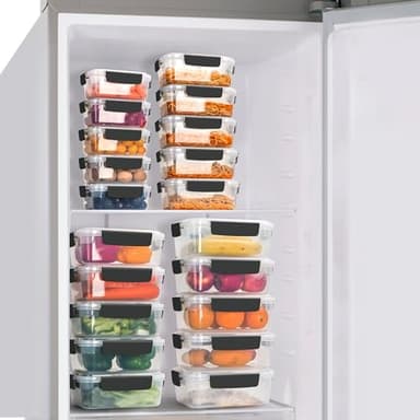 YORY 3 cup Plastic Food Storage Containers with Lids Nestable Freezer Dishwasher Safe Rectangle Container Set,5-Pack - Image 5