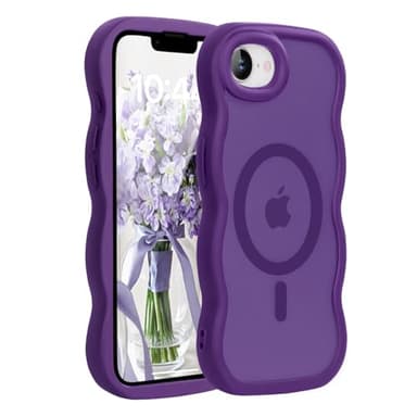 Amzfield Magnetic for iPhone 16e Case, Compatible with Magsafe Wavy Cute Design Translucent Matte Hard Back Silicone Bumper Shockproof Protective Phone Case for iPhone 16 e Women Girls, Dark Purple - Image 8