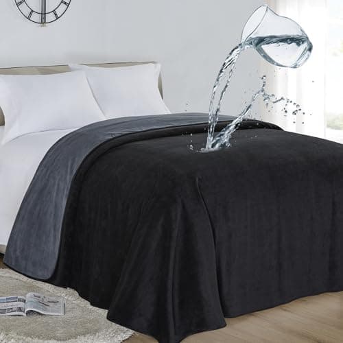 Softan Waterproof 100% Leak Proof Blanket for Baby Adults Pets Dogs Cats, Pee Proof, 3 Layer Protector for Bed, Sofa Couch and Other Furniture, 90"x90", Charcoal | Black, Reversible Lightweight - Image 1