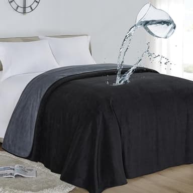 Softan Waterproof 100% Leak Proof Blanket for Baby Adults Pets Dogs Cats, Pee Proof, 3 Layer Protector for Bed, Sofa Couch and Other Furniture, 90"x90", Charcoal | Black, Reversible Lightweight - Image 1