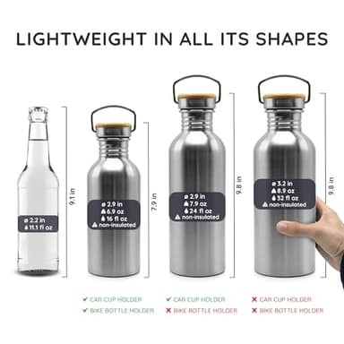 Bambaw Stainless Steel Water Bottles 32 oz, Non-insulated Single Wall Metal Water Bottle Stainless Steel, Reusable & Eco Friendly, Dishwasher Safe – Silver - Image 5