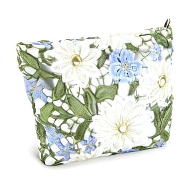 URSKYTOUS Flower Makeup Bags Travel Large Floral Cosmetic Bag for Women Cute Makeup Pouch Zippered Portable Toiletry Bag Lace Trendy Aesthetic Make up Organizer Bag Cosmetic Pouch for Purse - Image 8