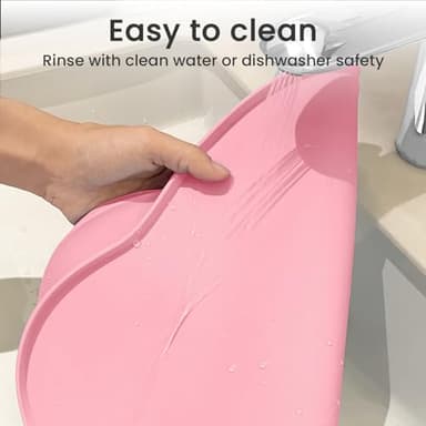 Ptlom Silicone Pet Placemat for Dogs and Cats, Non-Slip Waterproof Dog Feeding Bowl Mats for Food and Water, Small Medium Large Pet Puppy Tray Mat Prevent Residues from Spilling onto The Floor, Pink - Image 7