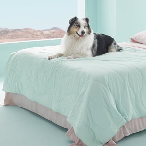 Bedsure Premium Cooling Dog Blankets for Bed - Q-MAX>0.5, Breathable Summer Washable Cold Pet Mat, Soft Durable Self Cooling Dog Mat for Hot Weather, Turquoise Green, 60x80 - Image 1