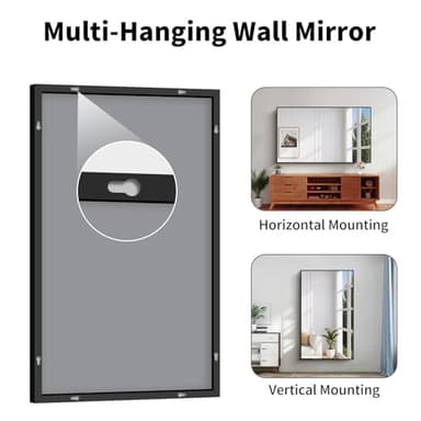 Koonmi Black Framed Bathroom Mirror - Shatterproof 36"x60" Tempered Glass, HD No Distortion, Horizontal/Vertical Mount, Modern Matte Aluminum Alloy Frame - Image 5