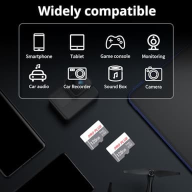 2 Pack Memory Card 128GB with Adapter, High Speed TF Card, UHS-I C10 A1 Memory TF Card for Tablet/Mobile Phone/Camera/Car Audio/Game Console (TF183 White Gray 128GB) - Image 2