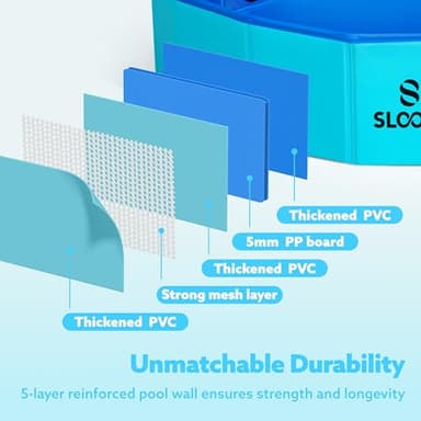 SLOOSH Foldable Dog Kiddie Pool - Portable Hard Plastic Doggie Swimming Pool, Anti-Slip Collapsible Pets Bath Tub Suitable for Kids Indoor Outdoor Backyard Use (63" x 12", Blue) - Image 3