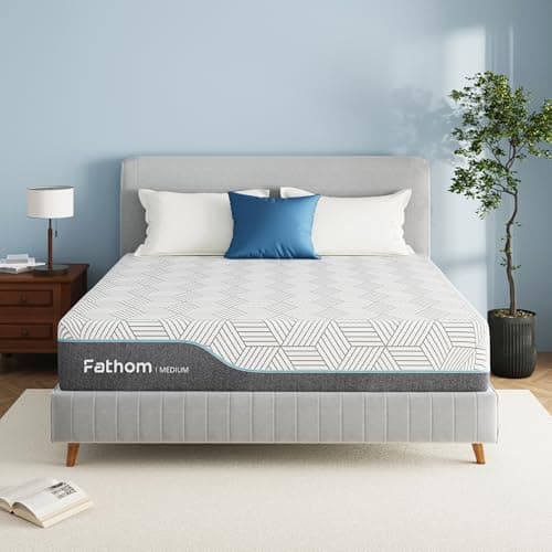 FATHOM Medium Queen Mattress 12 Inch Memory Foam Mattress Queen Size Bed in a Box for Back Pain Relief and Cool Sleep with Gel Foam and Removeable Fiberglass Free Cover, CertiPUR-US Certified - Image 1