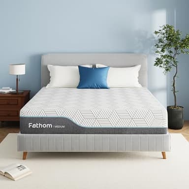 FATHOM Medium Queen Mattress 12 Inch Memory Foam Mattress Queen Size Bed in a Box for Back Pain Relief and Cool Sleep with Gel Foam and Removeable Fiberglass Free Cover, CertiPUR-US Certified - Image 1
