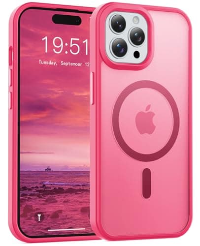 Temdan for iPhone 14 Pro Max Case[Compatible with MagSafe] [Military-Grade Drop Protection] [Anti-Fingerprint] [Anti-Scratch] Slim Silky-Soft Touch Translucent Matte Case 6.7 inch, Hot Pink - Image 1