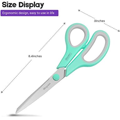 Scissors, iBayam 8" All Purpose Scissors Bulk 3-Pack, Ultra Sharp 2.5mm Thick Blade Shears Comfort-Grip for Office Desk Accessories Sewing Fabric Home Craft Teacher School Supplies, Right/Left Handed - Image 2