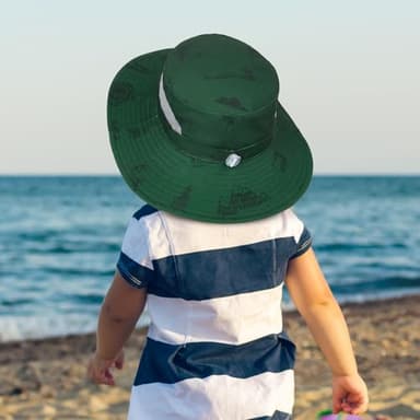 Kids Sun Hat for Girls Mesh Bucket Hat Toddler UV Protection Beach Hat Kids Foldable Fishing Hat for Girls 2-8 Years Deep Green - Image 3