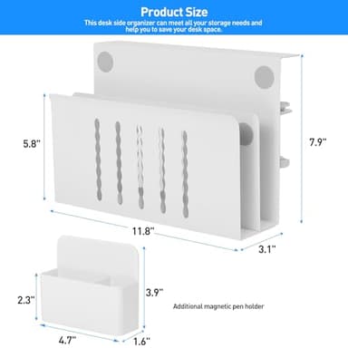 MAXECHO Desk Side Storage, Under Desk Laptop Mount, Table Side Hanging File Organizer, No Drill Clamp On Cable Management Tray, Laptop Holder with Magnetic Pen Holder for Office and Home, Load 22 Lbs - Image 5