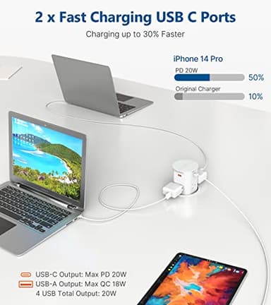 Pop up Outlet for Countertop with PD 20W USB C Fast Charging,3.15" Desk Grommet Power Station,4 Outlets,4 USB,Kitchen Island Pop Up Electrical Outlet, Office Power Supply - Image 4