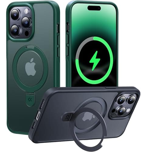 CASEKOO Designed for 14 Pro Max Case with Magnetic Invisible Stand [Military Drop Protection] [Compatible with MagSafe] Shockproof Slim Translucent Matte Promax Case 6.7 Inch, Green - Image 1