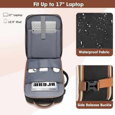 Large Carry On Travel Backpack: Flight Approved 40L Waterproof TSA Personal Item Daypack for Women Weekender Bag fit 17inch Laptop Luggage Backpack Traveling Business with USB Port and 3 Packing Cubes - Image 8