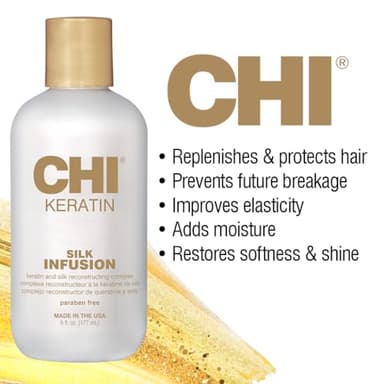 CHI Keratin Silk Infusion, Hydrating Hair Serum For Restoring Softness & Shine, Helps Dry, Damaged Hair, Sulfate-free, 6 Oz - Image 7