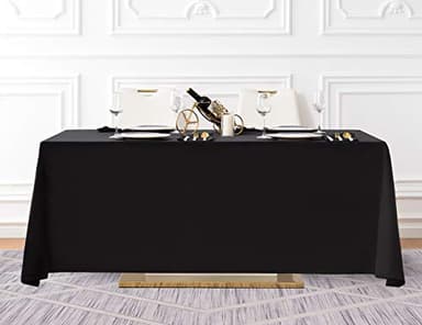 Surmente Black Tablecloth 90 x 132-inch Rectangular Polyester Table Cloth for Weddings, Banquets, or Restaurants - Image 6