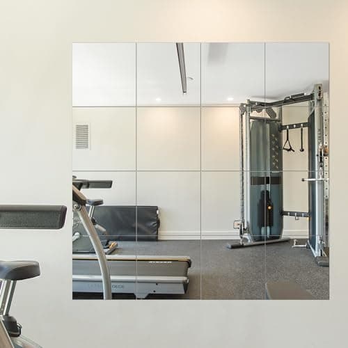 Delma Home Gym Mirrors, 12'' x 12'' Glass Mirror Tiles (16 PCS), Square Large Wall Mirror for Home Gym, Bedroom, Door,Bathroom, Frameless Mirror Sets - Image 1