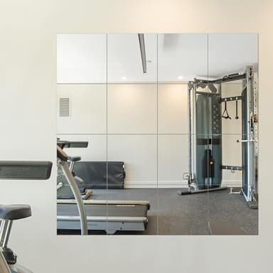 Delma Home Gym Mirrors, 12'' x 12'' Glass Mirror Tiles (16 PCS), Square Large Wall Mirror for Home Gym, Bedroom, Door,Bathroom, Frameless Mirror Sets - Image 1