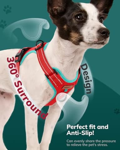 MIDOG No-Pull Dog Harness | Adjustable & Reflective Pet Harness Leash Set for Small Medium Large Dogs Walking, Training| No Choke, Front Clip, Soft Padded Vest with Easy Control Handle - Red, M - Image 3